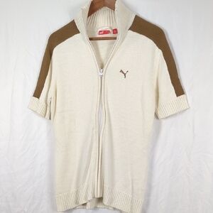 PUMA Vintage Zip Front Sweater Short Sleeved Knit Track Jacket
